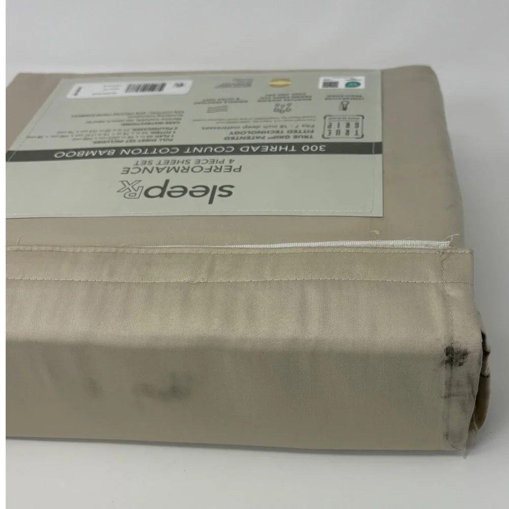 SleepRx Performance 4 Piece Sheet Set Oatmeal Tan Cotton Bamboo Full Set